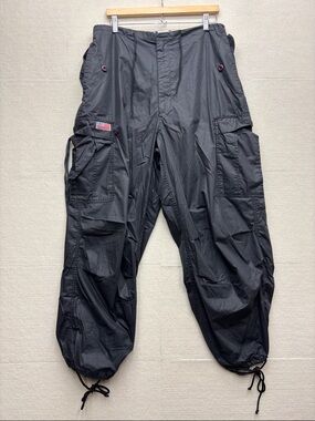 Vintage UFO rave Black Cargo Utility Pants with Drawstring Hem medium
